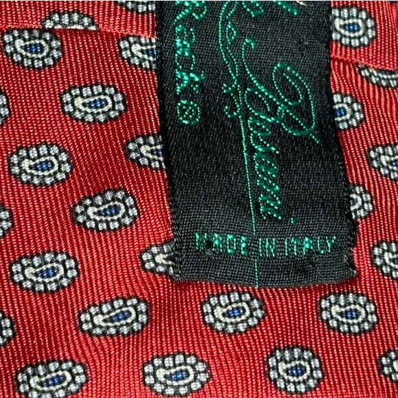 Angelo Bosani Tie Rack Mens Neck Tie Classic Red Blue Florets 100% Silk - Picture 5 of 10